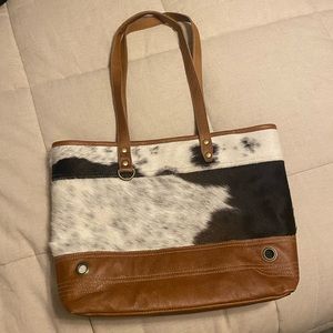 Myra Cowhide Laptop/Tote Bag with Leather Bottom
